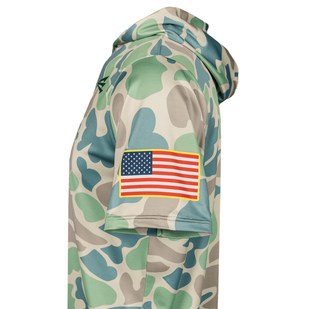 Seamhead Hunting Club HyperMAX Short Sleeve Camo Baseball Hoodie
