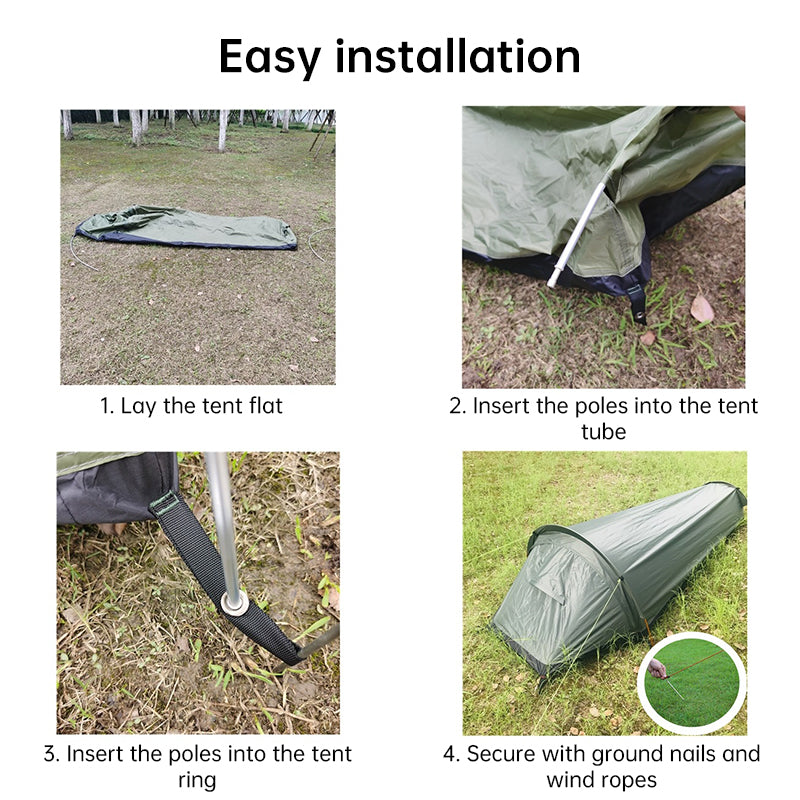 Lightweight single - person camping tent, outdoor camping sleeping bag, hiking travel gear, 2025 novelty