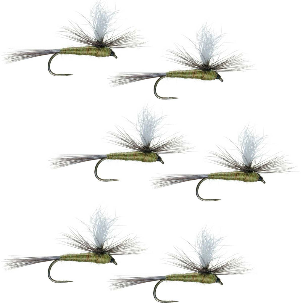 Barbless Parachute Blue Winged Olive BWO Dry Fly - 6 Flies Size 14