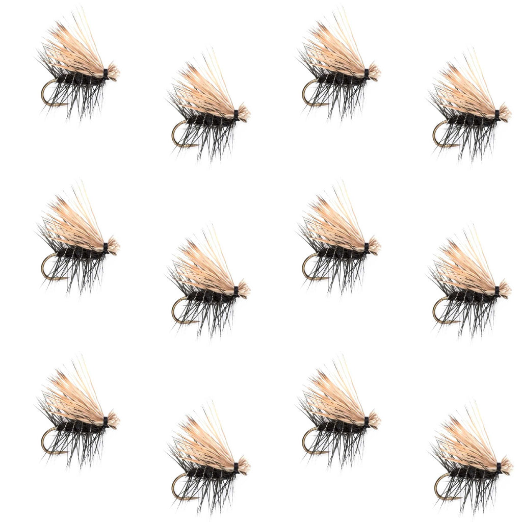 Black Elk Hair Caddis Classic Trout Dry Fly - 12 Flies Size 18