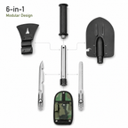 6-in-1 Multi Tool Survival Kit Shovel Knife Axe Saw Nail Puller w/ Pouch Outdoor Gear Camping