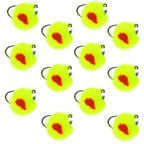 Tungsten Bead Tactical Euro Hot Chartreuse Jig Egg - 12 Flies Size 14