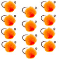 Tungsten Bead Tactical Euro Hot Orange Jig Egg - 12 Flies Size 14