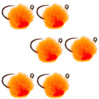 Tungsten Bead Tactical Euro Hot Orange Jig Egg - 6 Flies Size 14