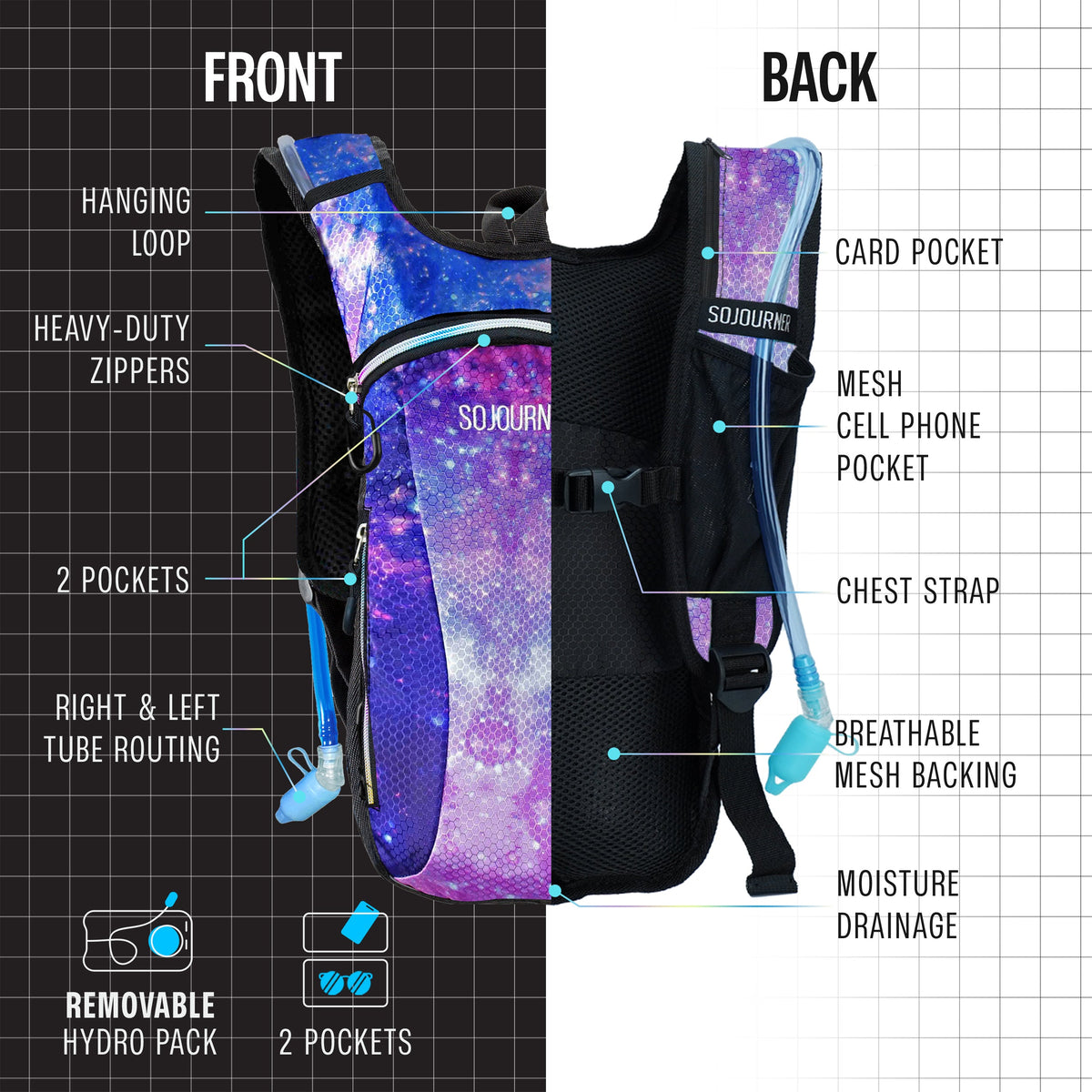 Hydration Pack Backpack (Small) with 2L Bladder