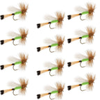 Lime Trude Classic Hair Wing Dry Fly - 12 Flies Hook Size 18