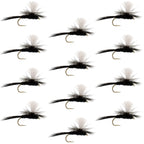 Parachute Black Gnat Classic Dry Fly - 12 Flies Size 14