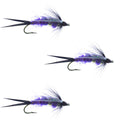 3 Pack Double Bead Purple Psycho Prince Nymph Fly - Size 14
