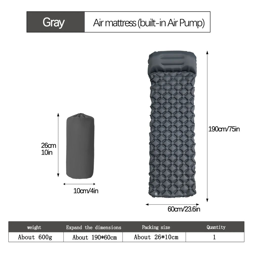 Outdoor Camping Sleeping Pad Folding Sleep Mat Beach Inflat Mattress with Pillows Ultralight Air Mat Travel Hiking New