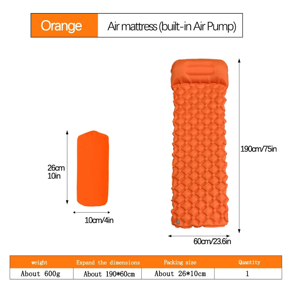 Outdoor Camping Sleeping Pad Folding Sleep Mat Beach Inflat Mattress with Pillows Ultralight Air Mat Travel Hiking New