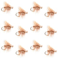 Tan Elk Hair Caddis Classic Trout Dry Fly - 12 Flies Size 18