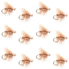 Tan Elk Hair Caddis Classic Trout Dry Fly - 12 Flies Size 18