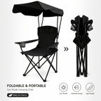 Outdoor Camping Chair w/ Canopy Foldable Portable Chair Cup Holder Carry Bag
