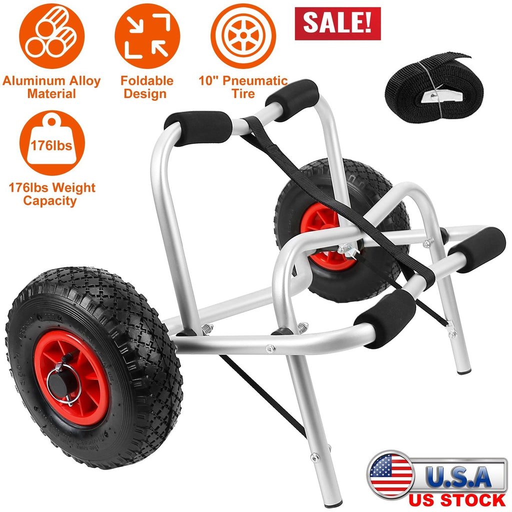 Foldable Kayak Canoe Boat Carrier Cart Trailer Trolley 176lbs Transport Cart for Paddleboard