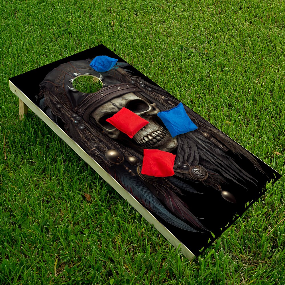 Ghost Pirates Skull - Cornhole Board Wrap - Set of 2
