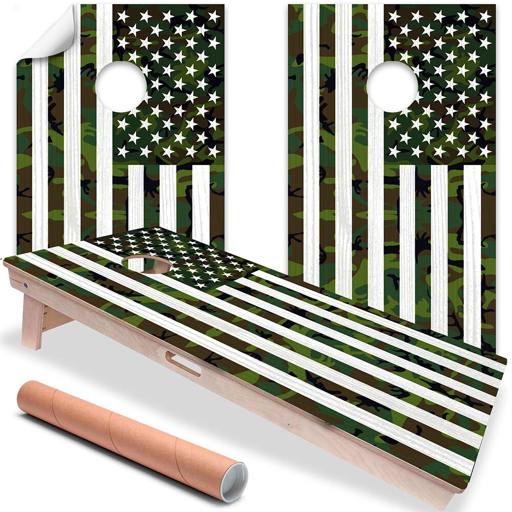 USA American Flag Military Camouflage - Cornhole Board Wrap - Set of 2