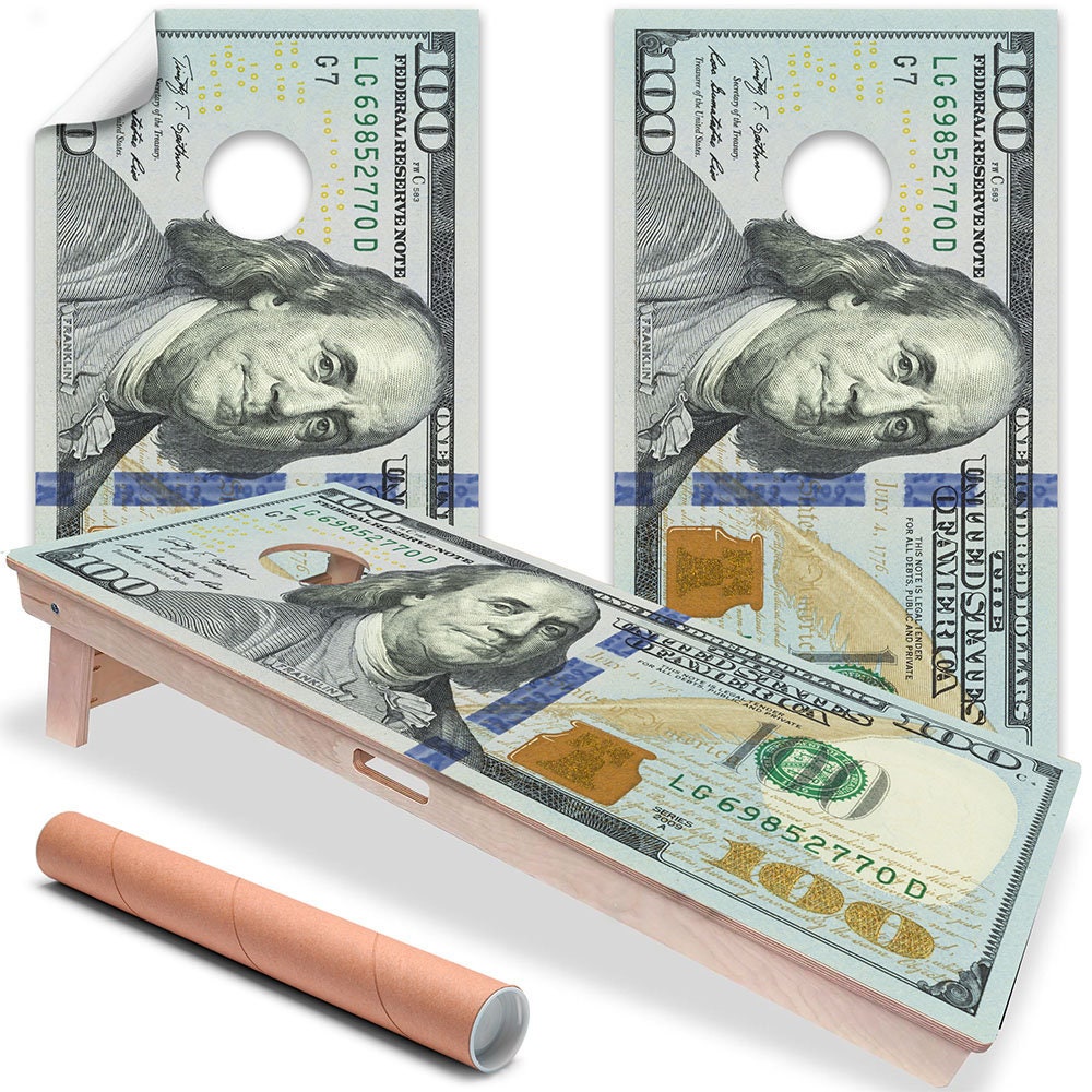 Hundred Dollar Bill - Cornhole Board Wrap - Set of 2