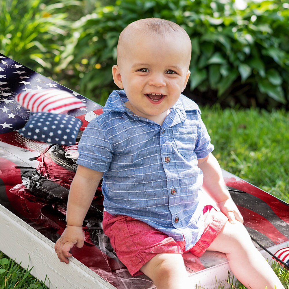 American Flag Military - Cornhole Board Wrap - Set of 2