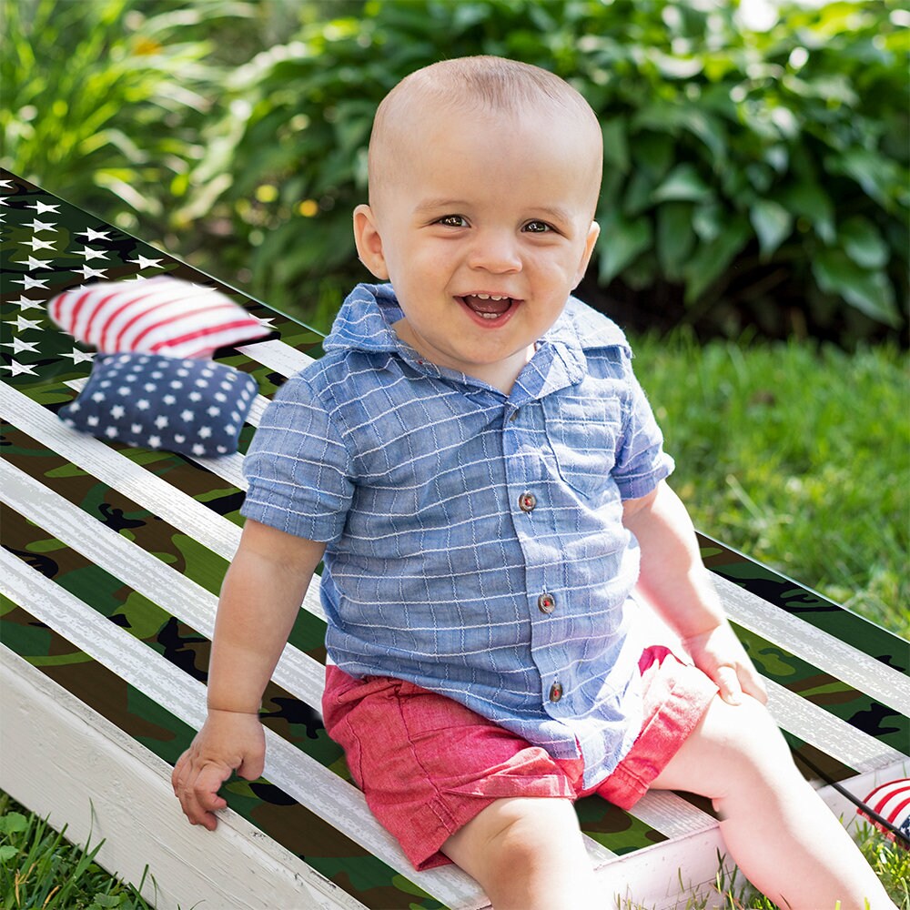 USA American Flag Military Camouflage - Cornhole Board Wrap - Set of 2