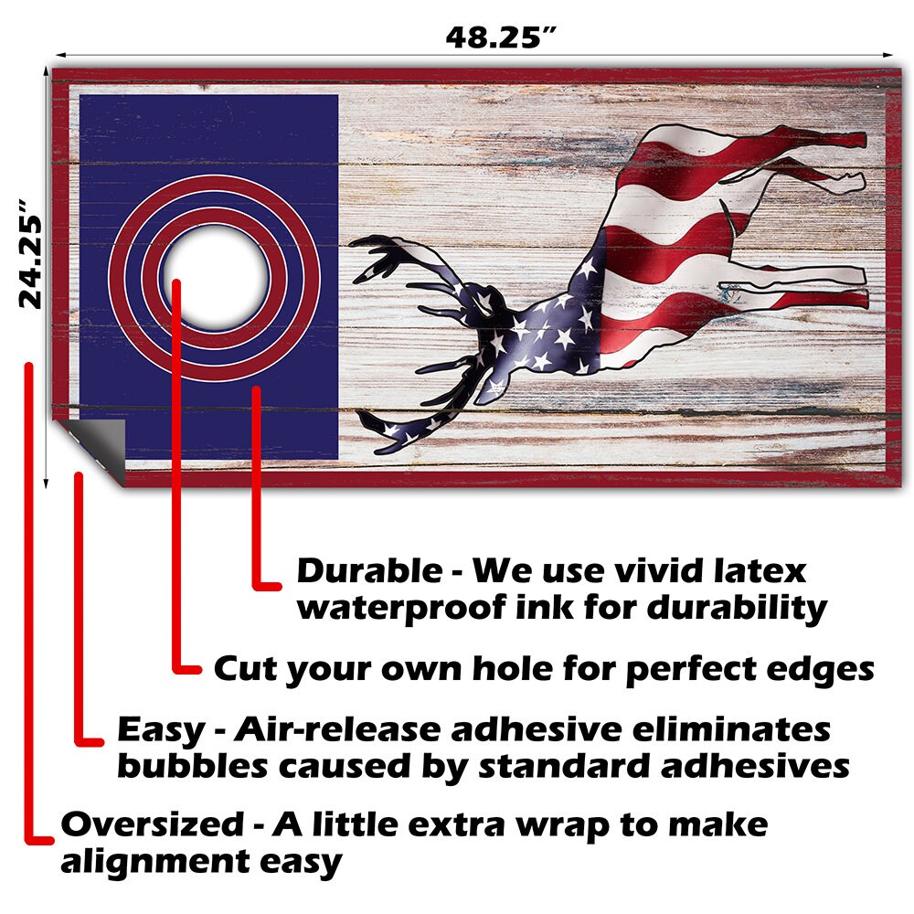 Elk Hunting American Flag - Cornhole Board Wrap - Set of 2