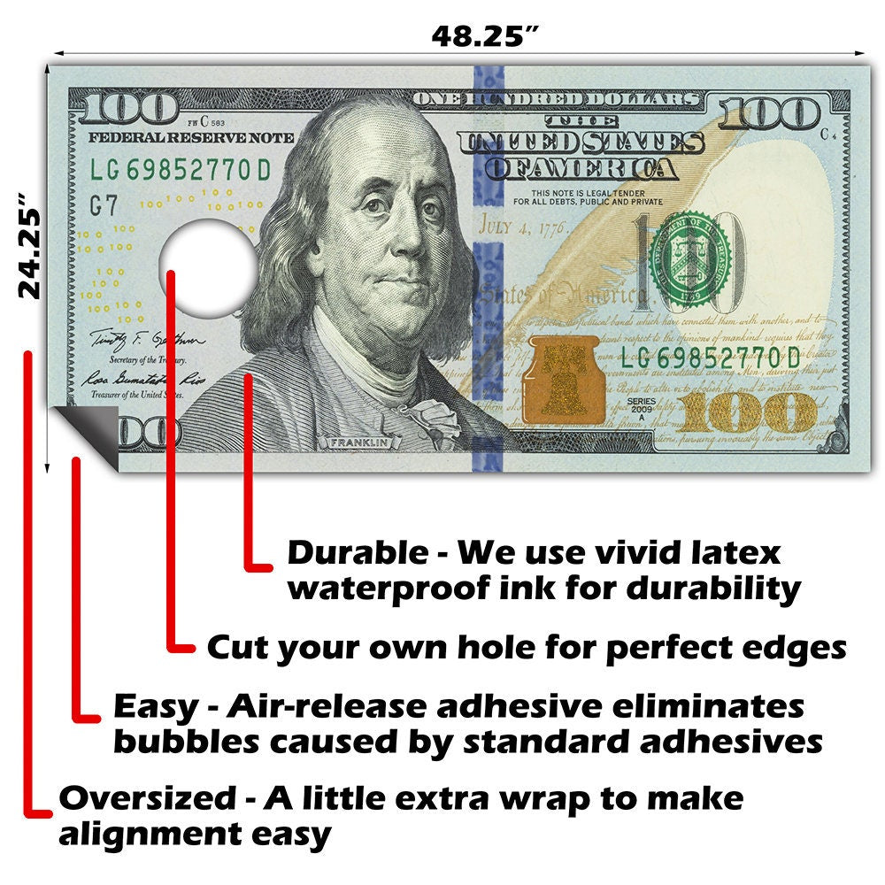 Hundred Dollar Bill - Cornhole Board Wrap - Set of 2