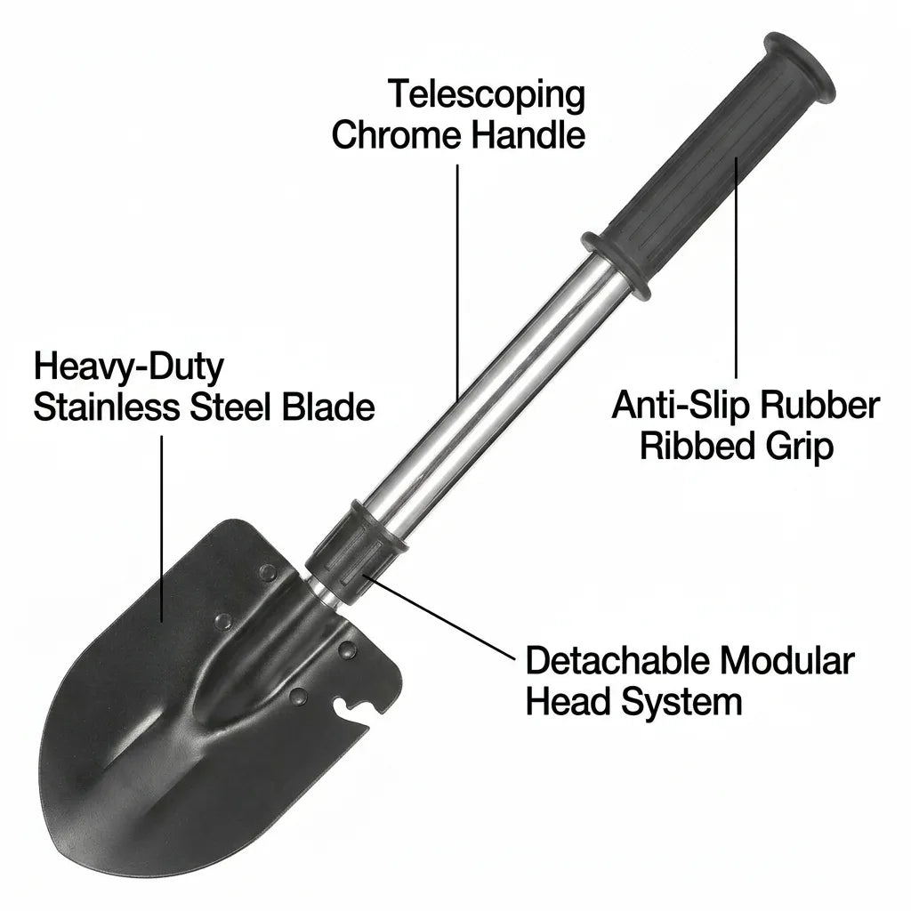 6-in-1 Multi Tool Survival Kit Shovel Knife Axe Saw Nail Puller w/ Pouch Outdoor Gear Camping
