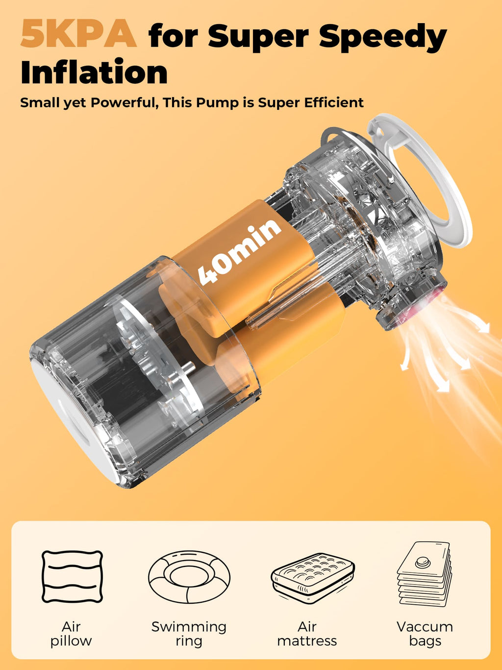 Qunature Mini Electric Air Pump for Camping & Outdoor Gear