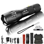 Waterproof Z45 Led Flashlight Ultra Bright Waterproof MINI Torch T6/L2/V6 zoomable 5 Modes 18650 rechargeable Battery for camping tactica Led Mini Water-Resistant Torch Light For Indoor & Outdoor Camping Hiking Accessories Gear
